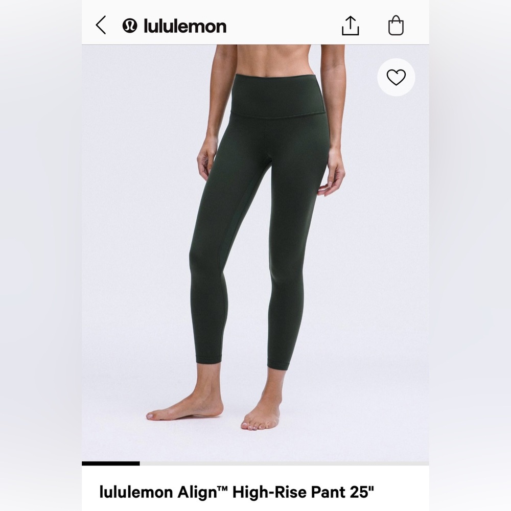 Lululemon align high-rise pant 25” legacy green size 8